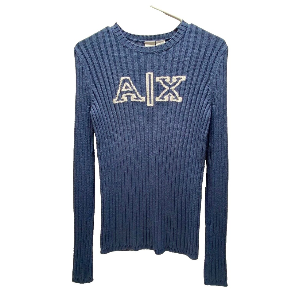 Armani Exchange Sweater Women's XS Bluestone Logo Casual Ribbed Crewneck NWOT